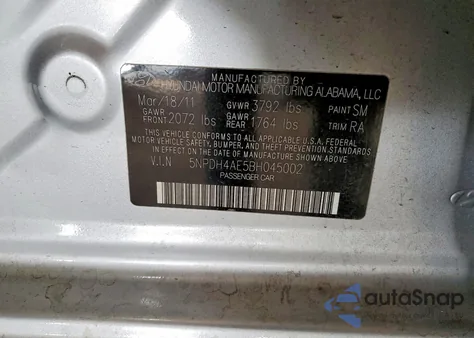 2011 Hyundai Elantra Gls из США, поврежденный, VIN 5NPDH4AE5BH045002